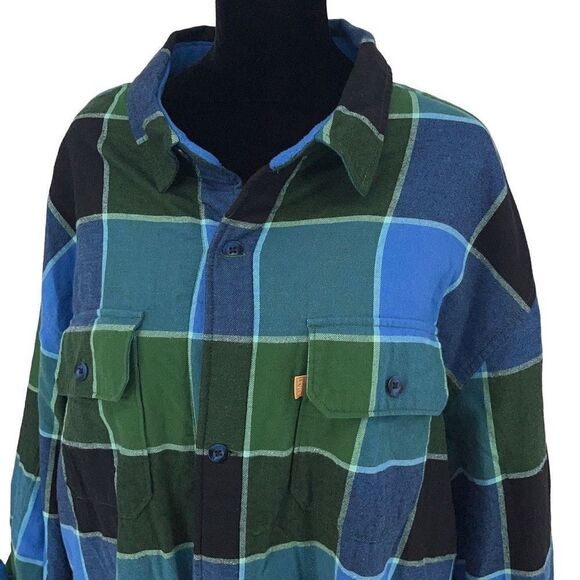 Levi’s Straus Men’s Unisex‎ Gold Tab Jackson Plaid Shacket Size XL Blue Green - Picture 4 of 10